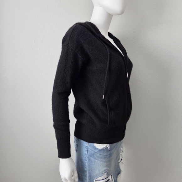 Cashmere Luxury Full Zip Black Hoodie By Charter Club, Pockets, Size Small - Picture 9 of 16